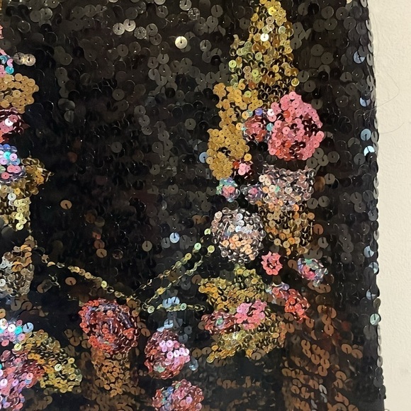 Sequin Floral Top Medium Maximalist Michelle Nicole Black Pink Tank Sparkly - Picture 7 of 15